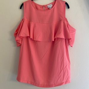 Ava VIV Plus 1x cold shoulder ruffle top